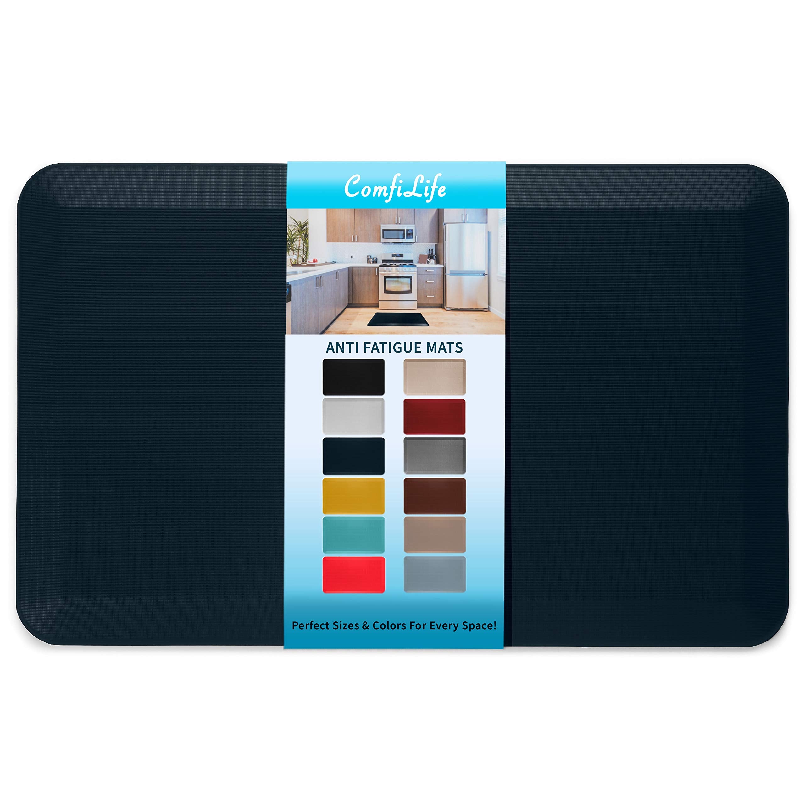 ComfiLife anti-fatigue mat close-up shows cushioned foam for comfortable standing