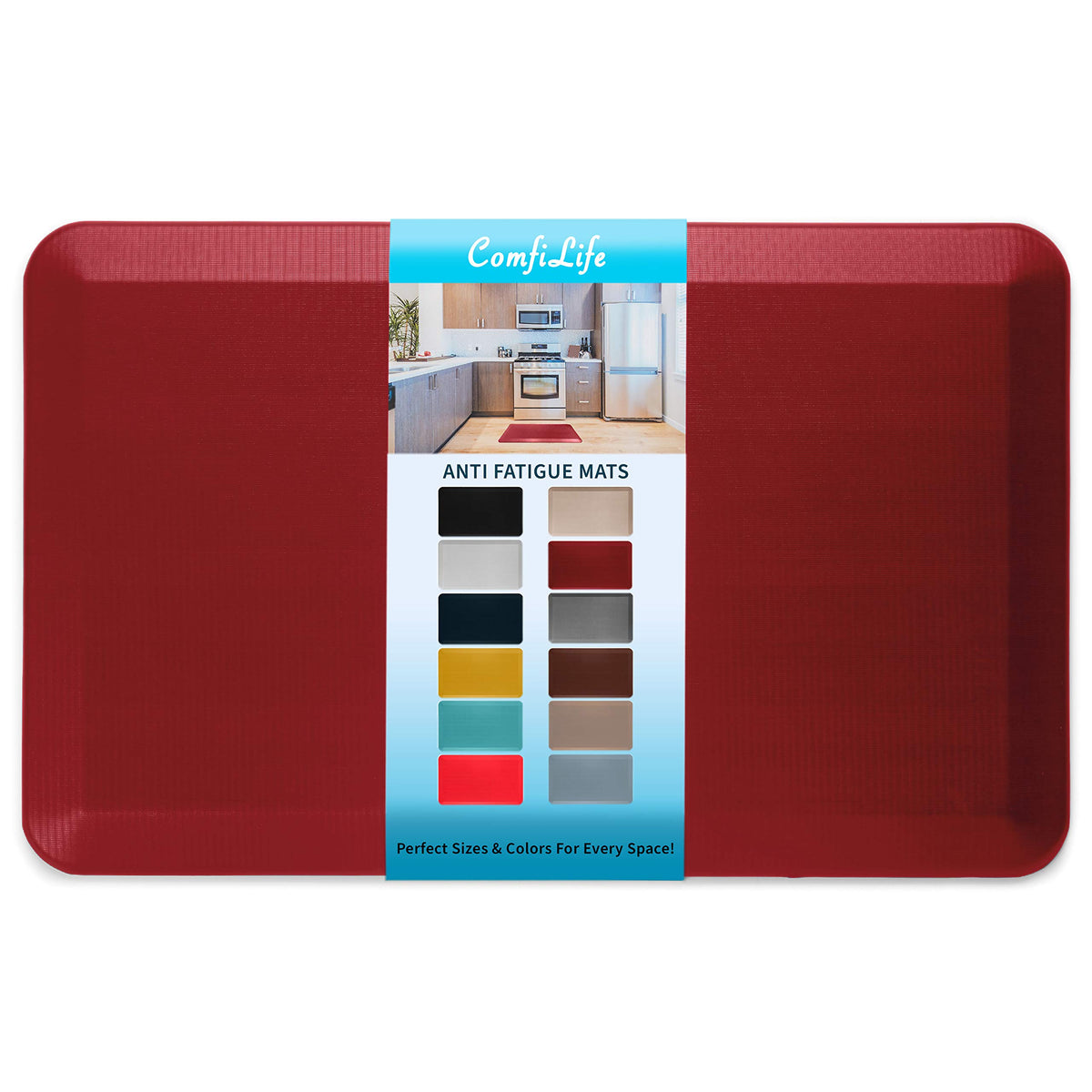 ComfiLife anti-fatigue mat red on kitchen floor cushions feet during long tasks