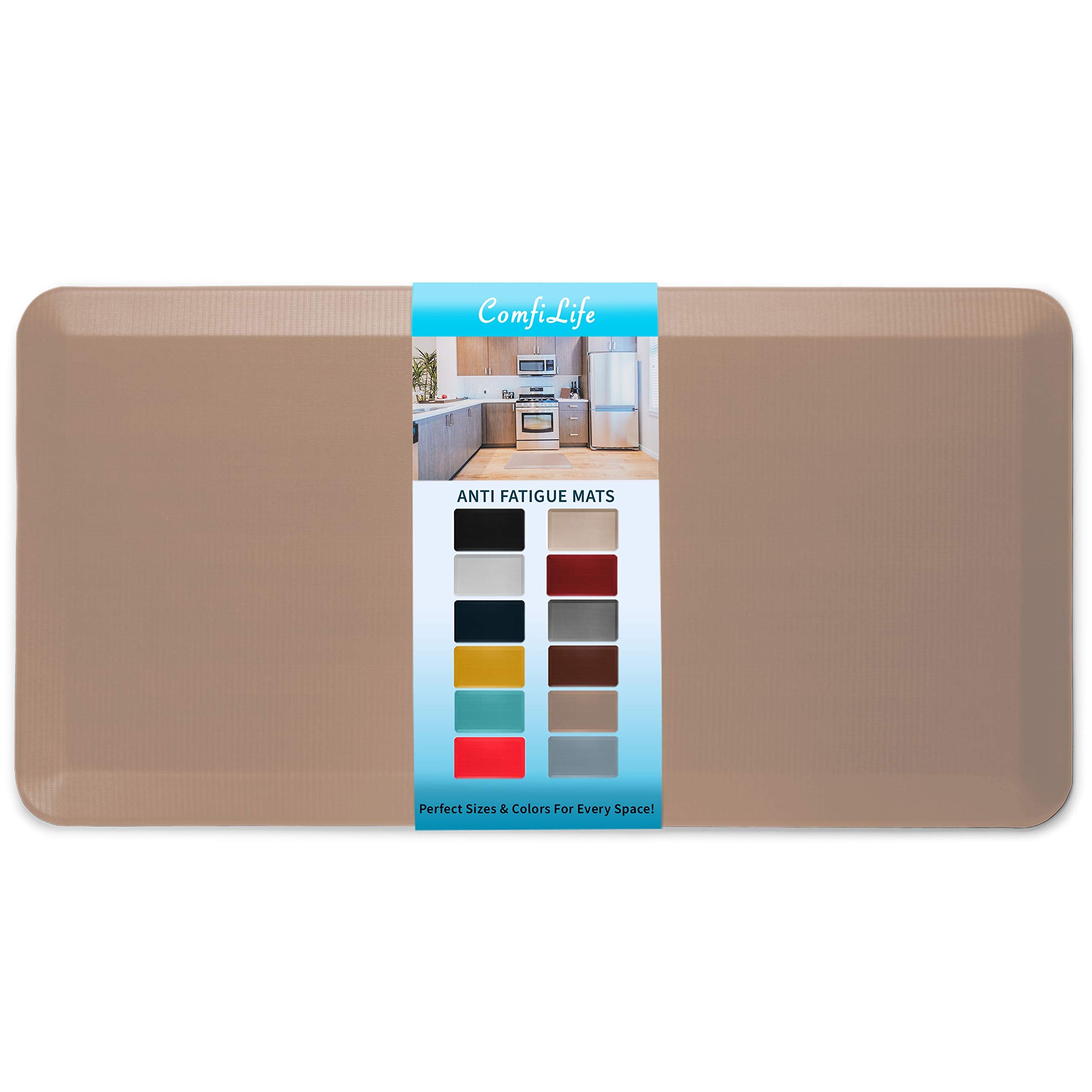 ComfiLife anti-fatigue mat on kitchen floor enhances comfort during meal prep