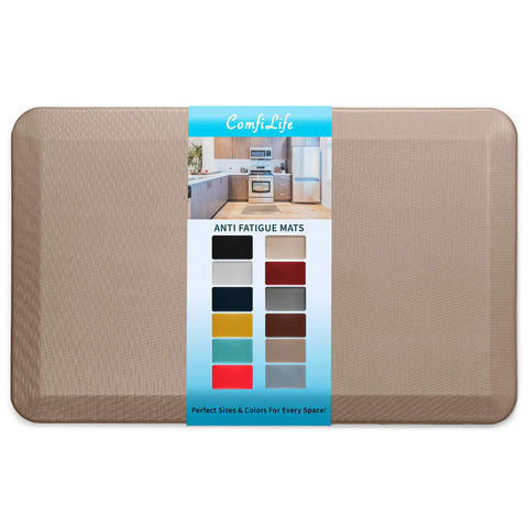 ComfiLife anti-fatigue mat in rose gold, front view, cushions feet during long kitchen tasks.
