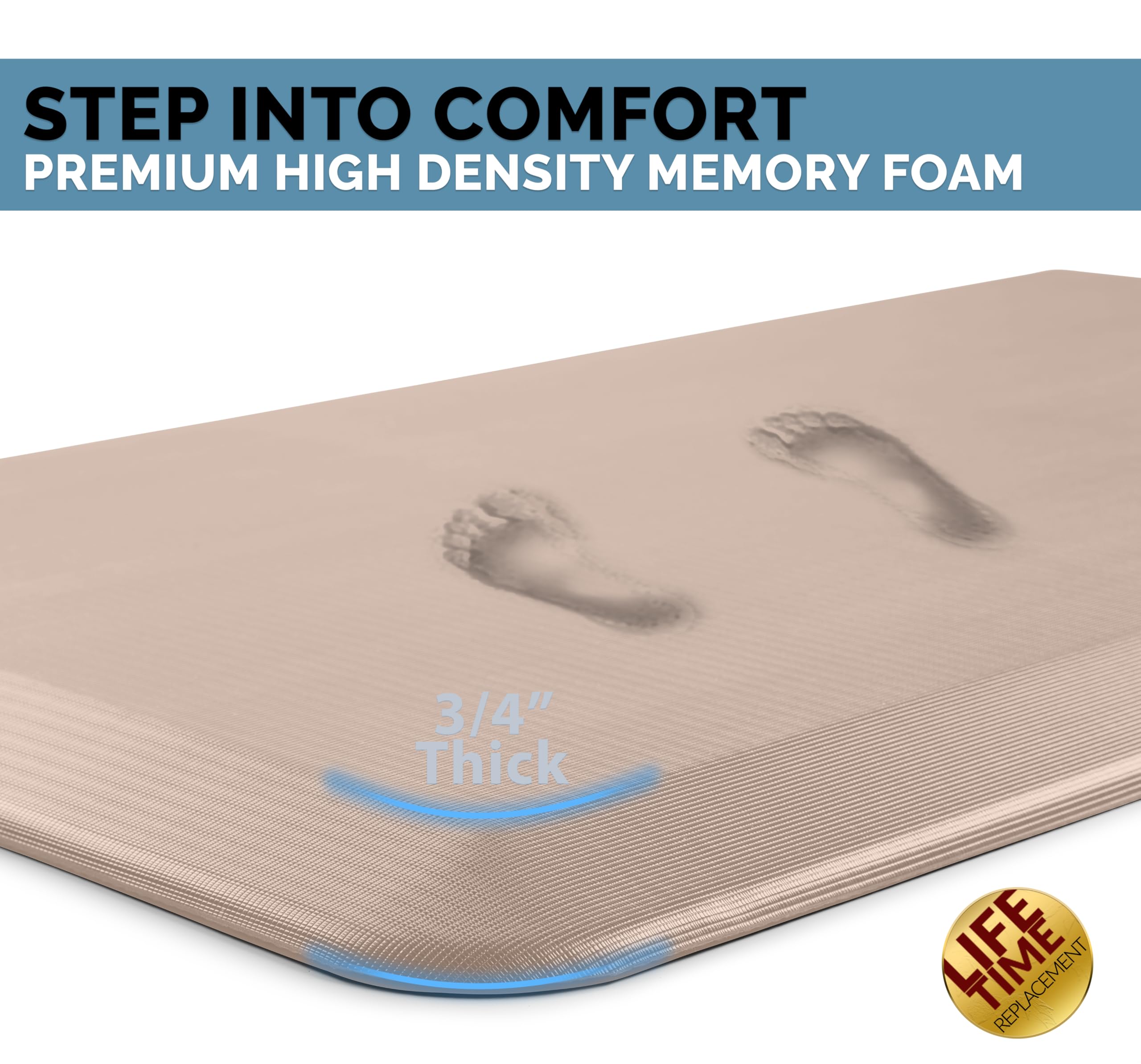 ComfiLife rose gold mat, side angle, supports knees and back during long tasks.