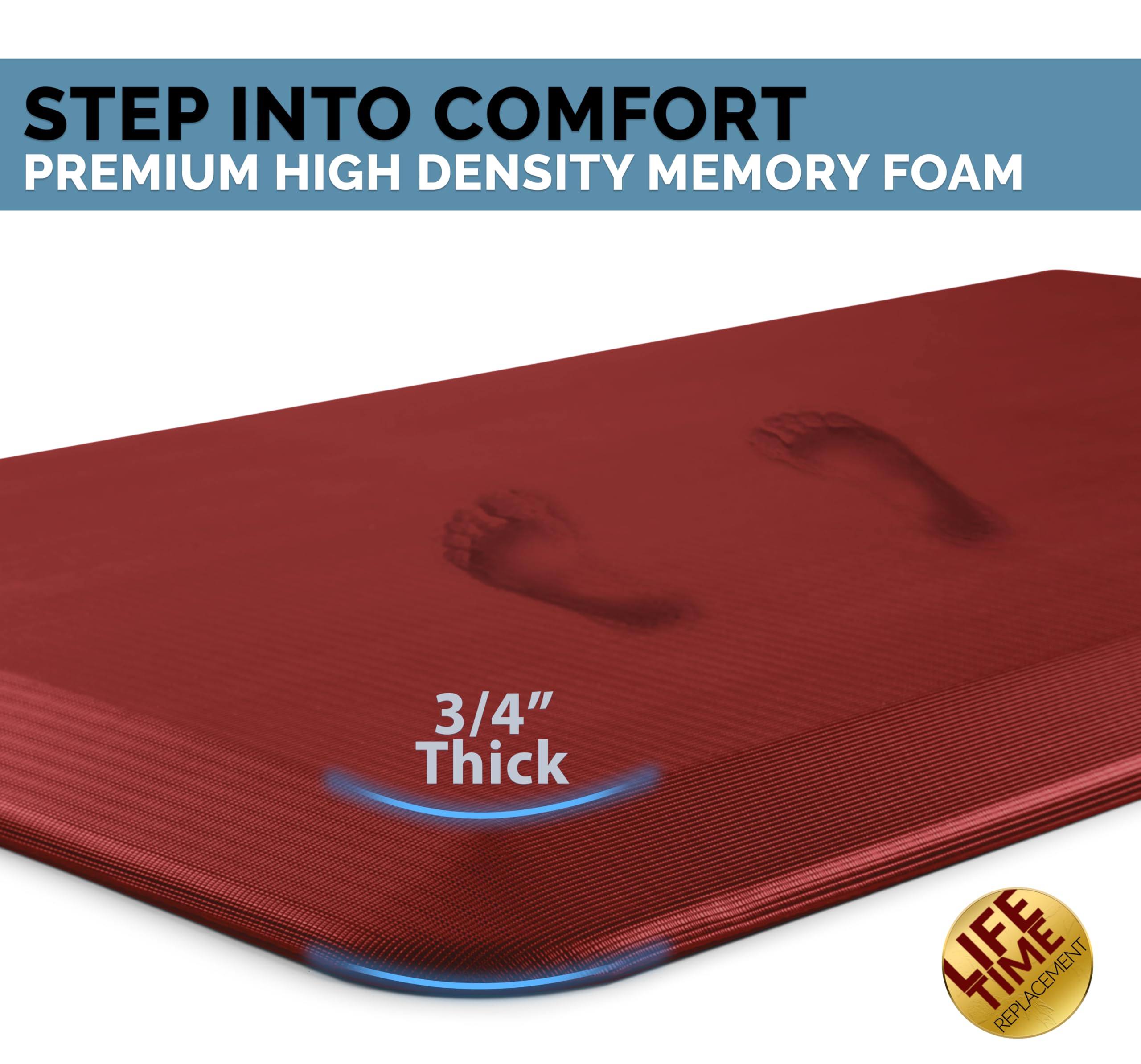 ComfiLife anti-fatigue mat red supports comfort while standing at desk