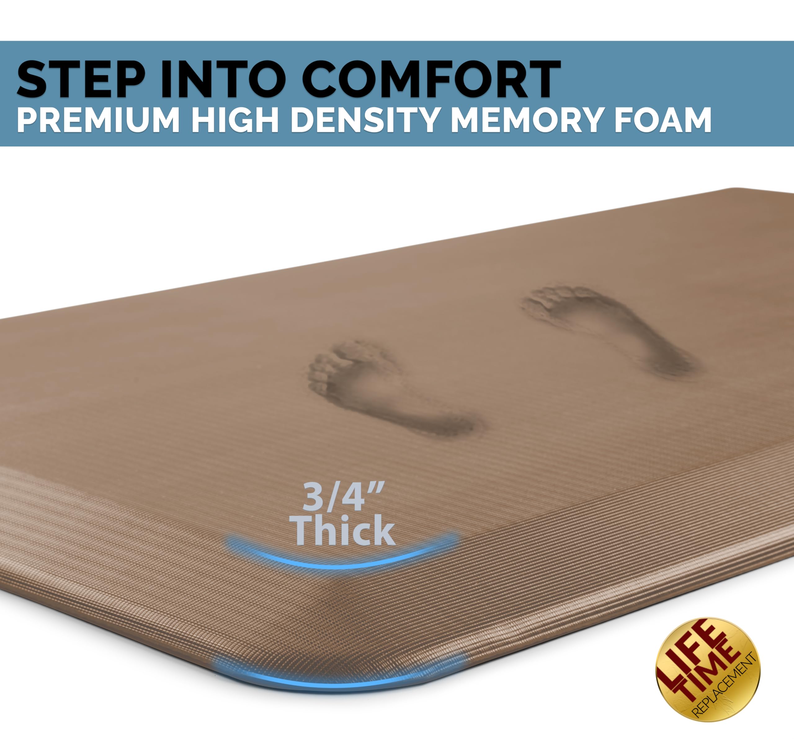 ComfiLife anti-fatigue mat at standing desk supports longer work sessions