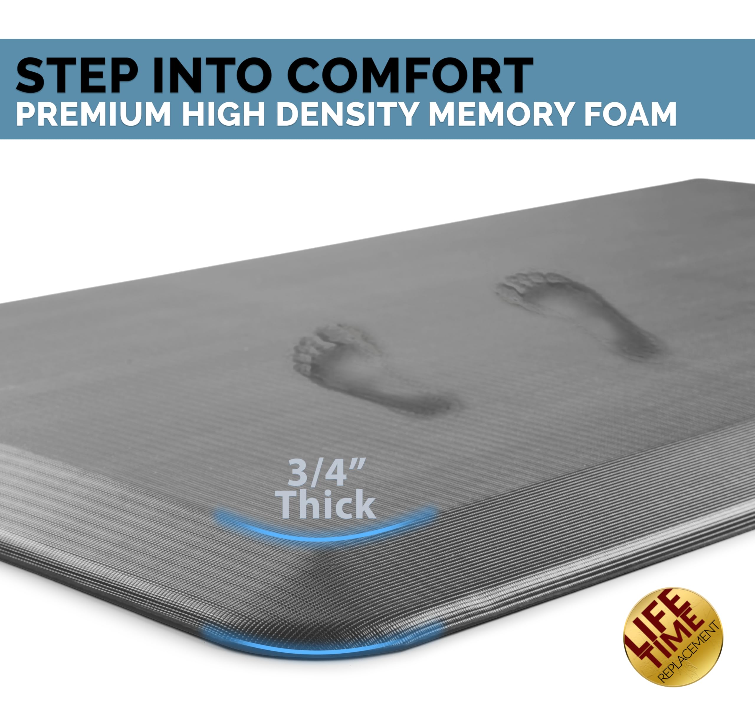 ComfiLife kitchen mat with non-slip backing keeps you steady.