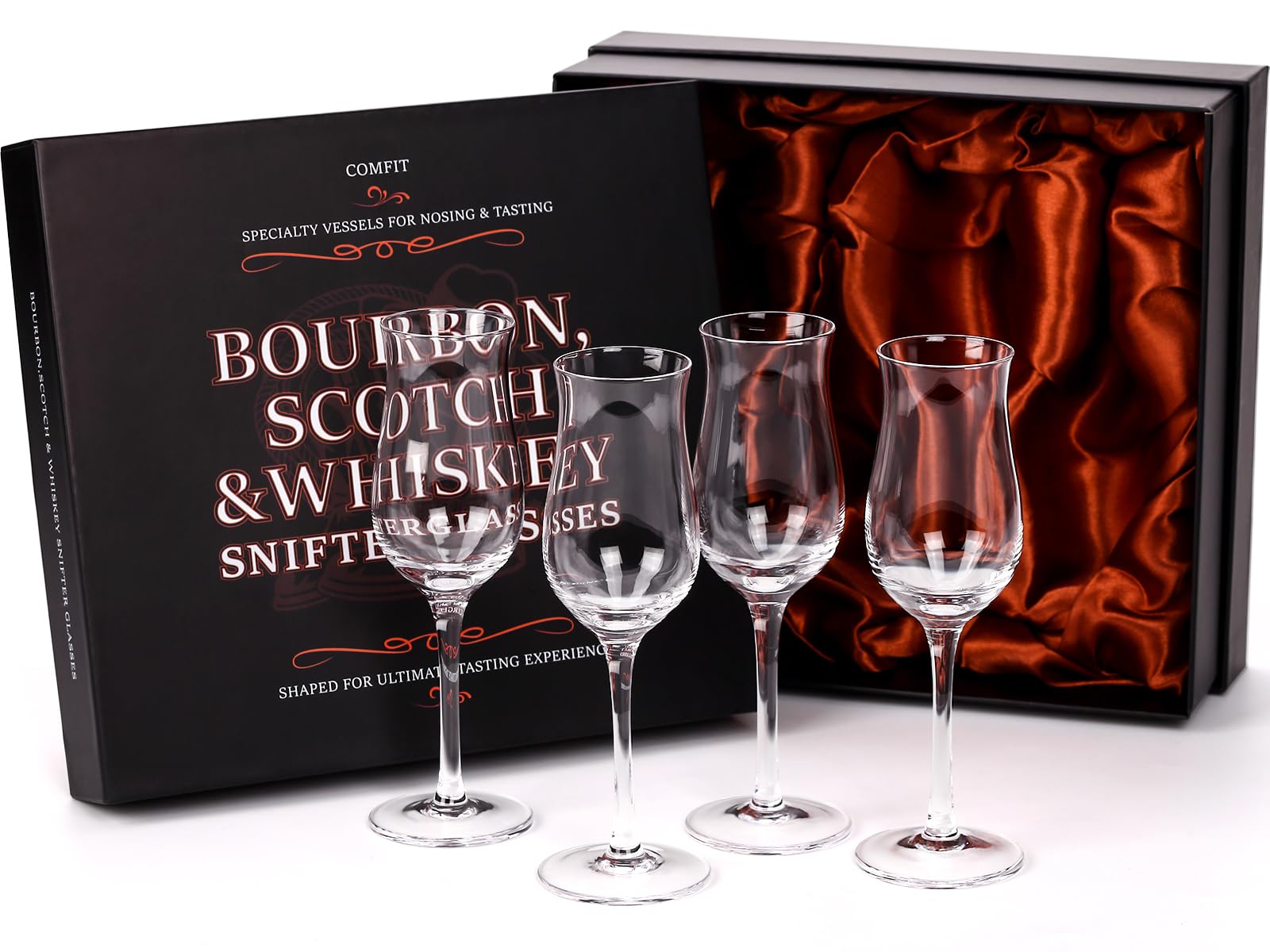 Comfit snifter tulip glass, aroma-focused, ideal for savoring nuanced spirits.