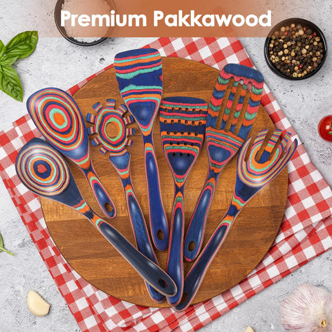 comfoyar Pakkawood wooden fork with comfortable grip for turning.