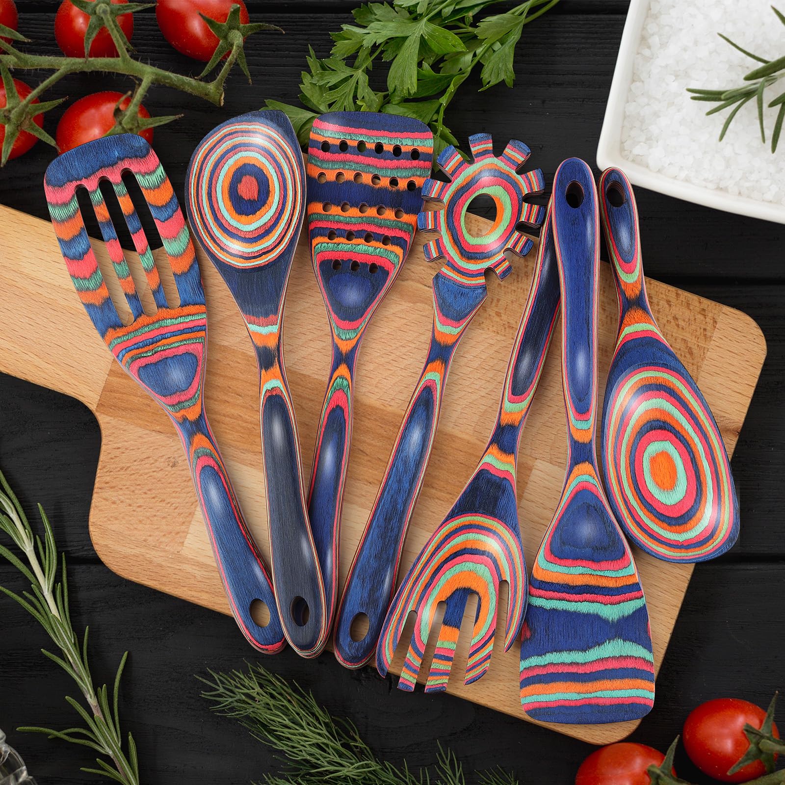 comfoyar Pakkawood spatula safeguards nonstick pans while scraping.