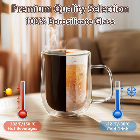 COMOME borosilicate glass mug provides clear view of drink layers and durability