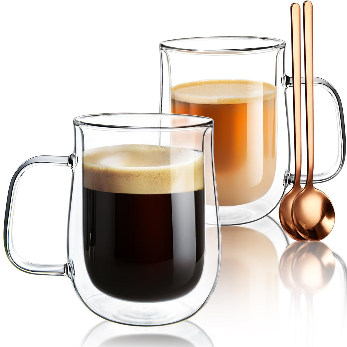 COMOME double-wall glass mug 16 oz insulated to keep drinks warm and hands cool.