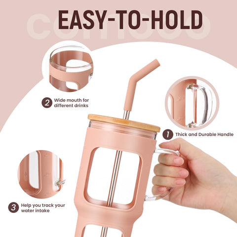 COMOOO 40oz tumbler in car cup holder for travel convenience.