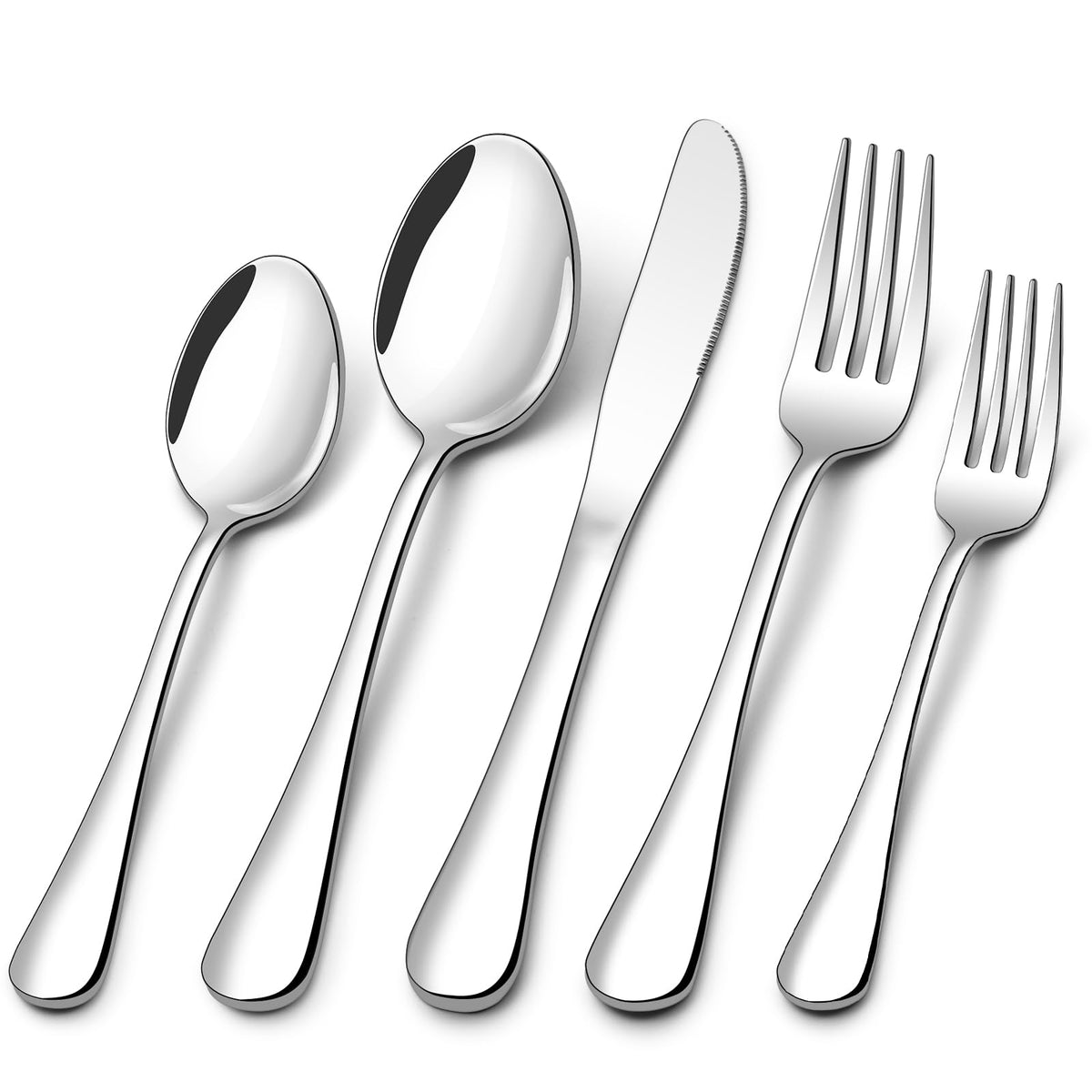 Compralo 60-piece silverware set with dinner forks, ideal for family meals.