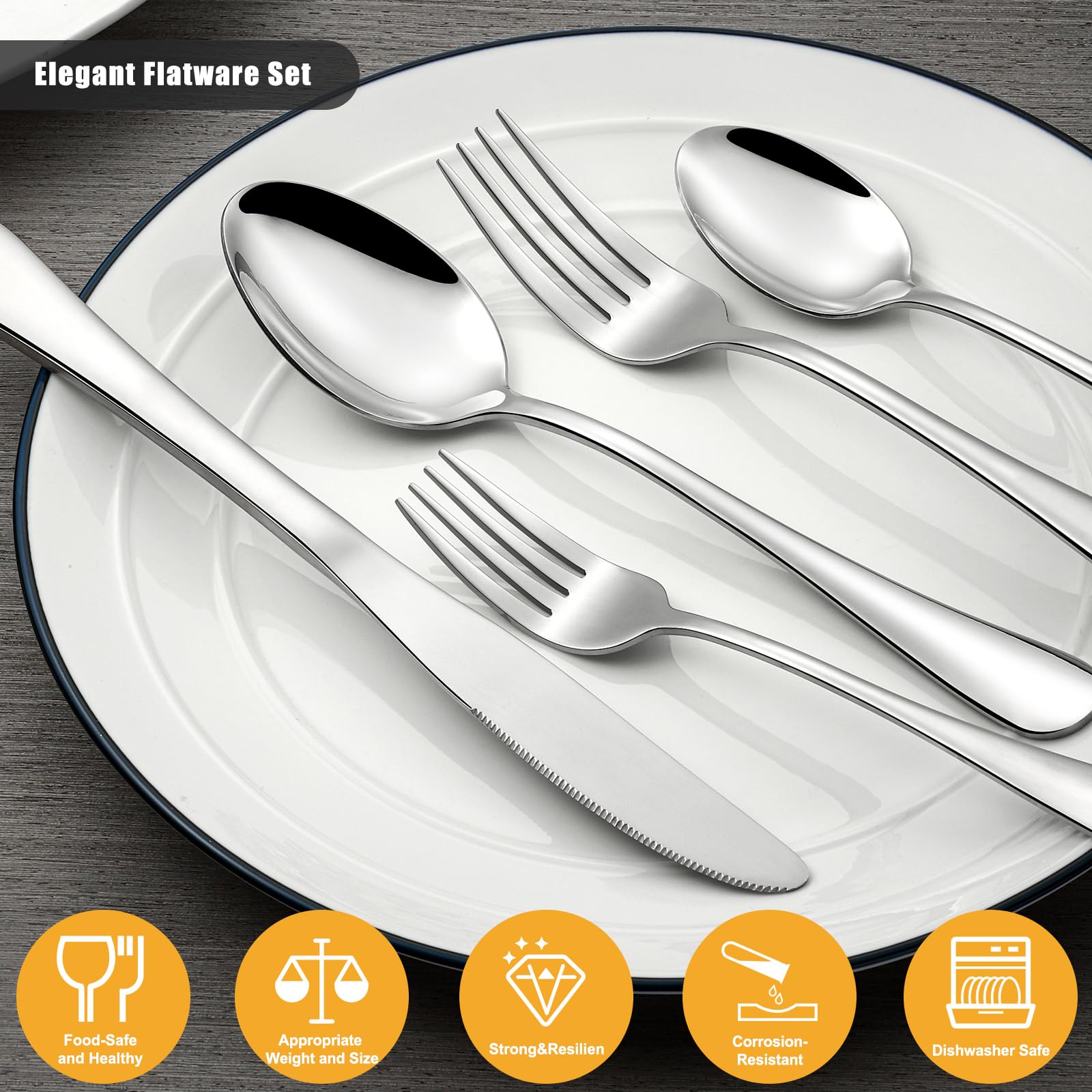 Compralo 60-piece silverware set with teaspoons for coffee and tea service.