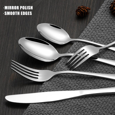 Compralo silverware set with mirror-polished handles for elegant table setting.