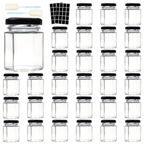 Comrzor 3oz hexagon jar pack showing durable glass for gifts and crafts.