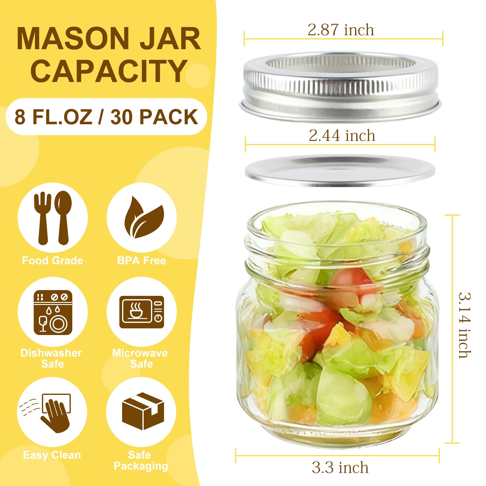 Comrzor mason jar leak-proof seal close-up ensures fresh contents with reliable closure.
