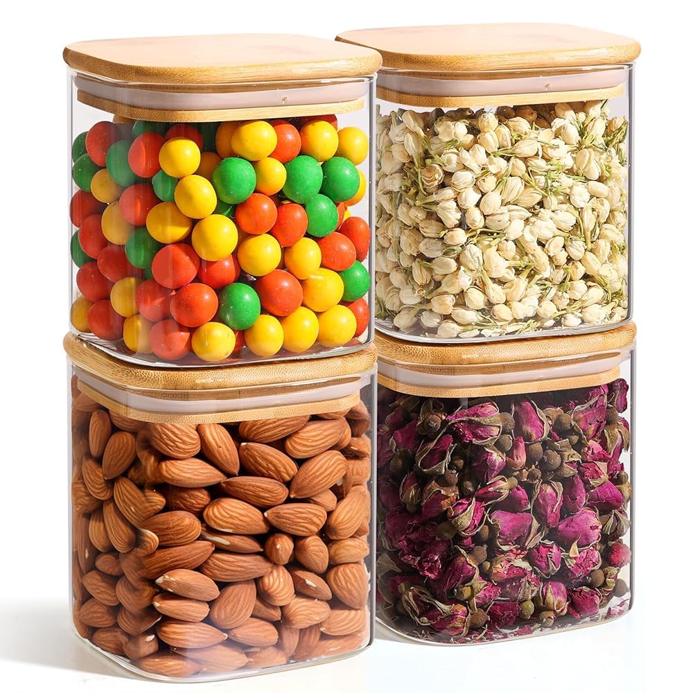 ComSaf 0.7 Qt glass storage jars with airtight lids keep pantry staples fresh longer