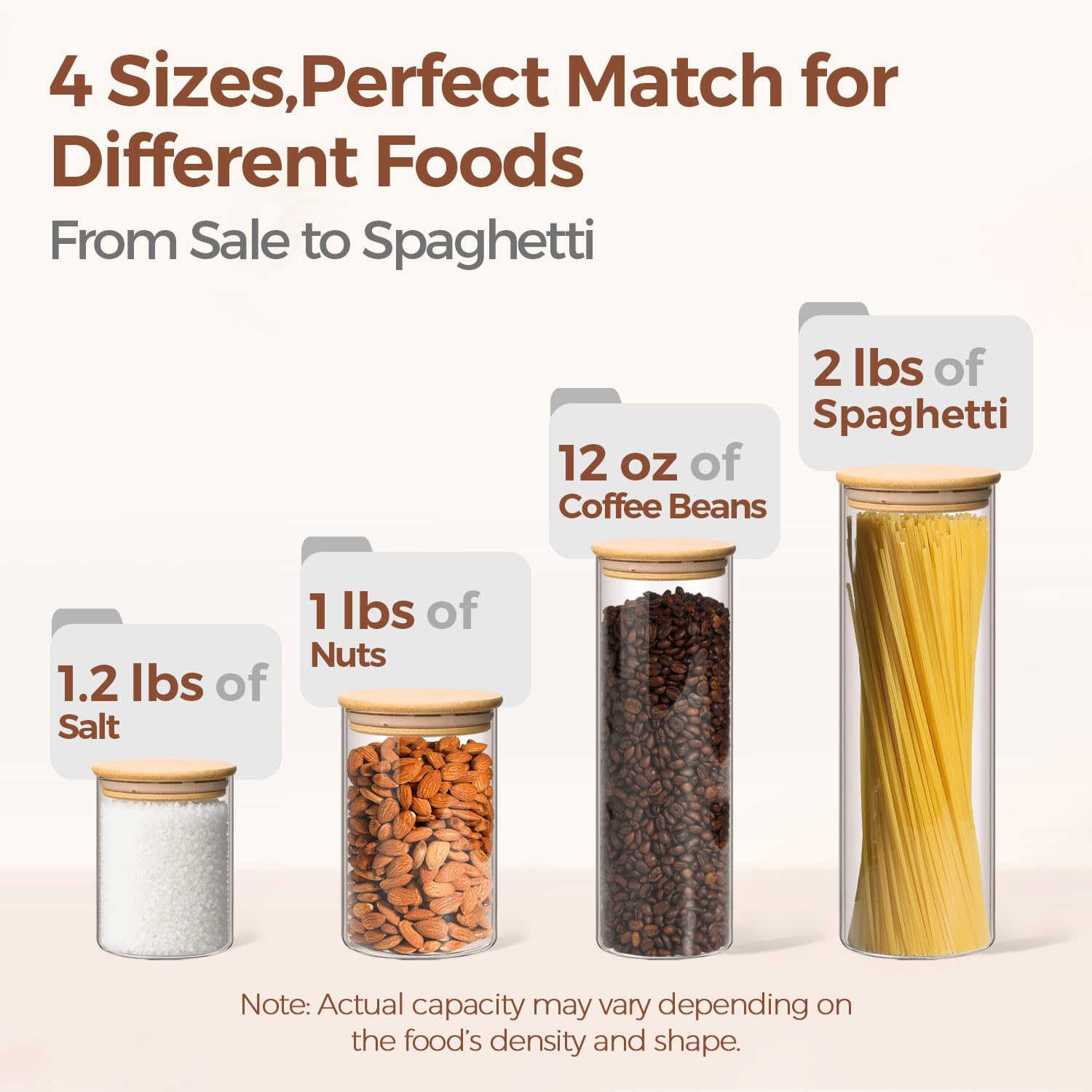 ComSaf 1Qt airtight glass jar variant for cereals and pasta storage with clarity.