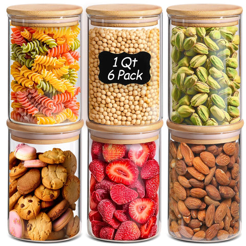 ComSaf 1 Qt glass canister with lid for organized meal prep.