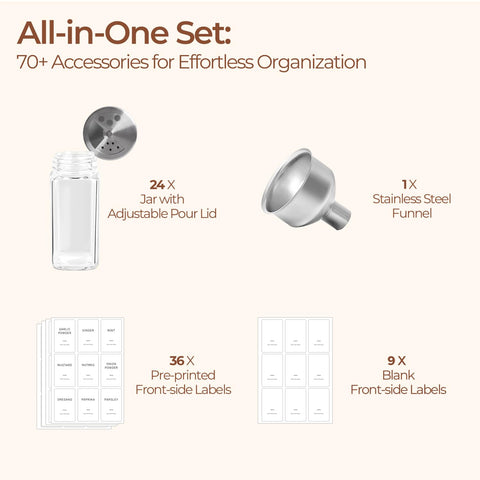 ComSaf compact 24-piece set fits shelves and drawers for easy access.