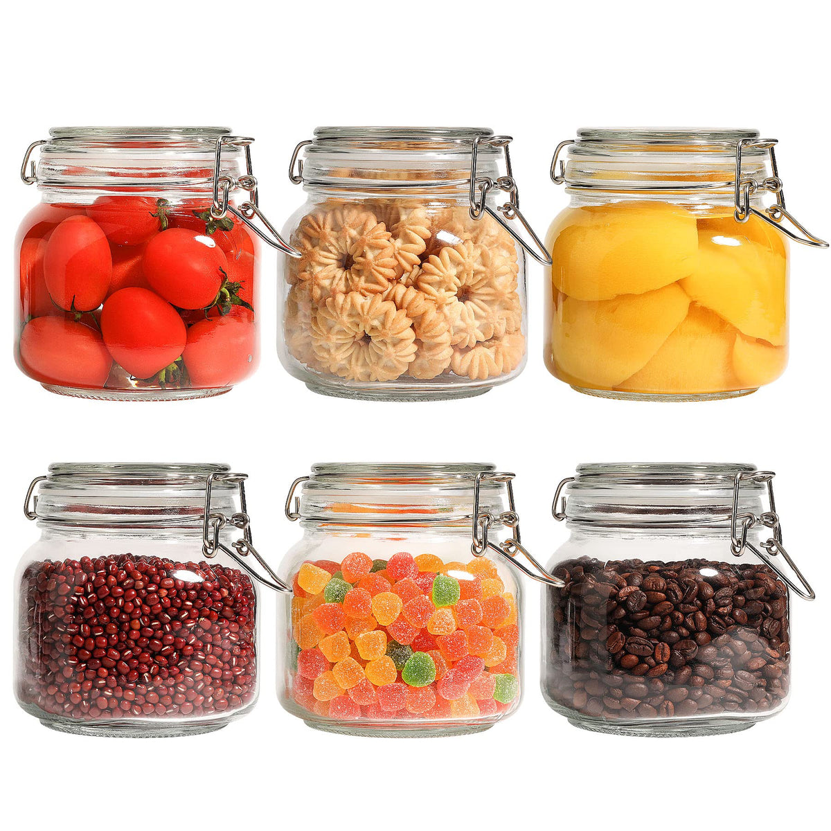 ComSaf 27oz airtight glass canisters with square lids for fresh pantry storage