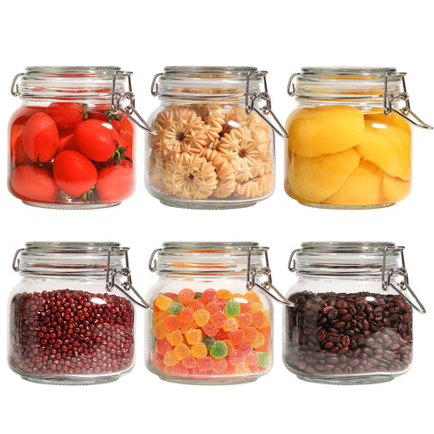 ComSaf 27oz airtight glass canisters with square lids for fresh pantry storage