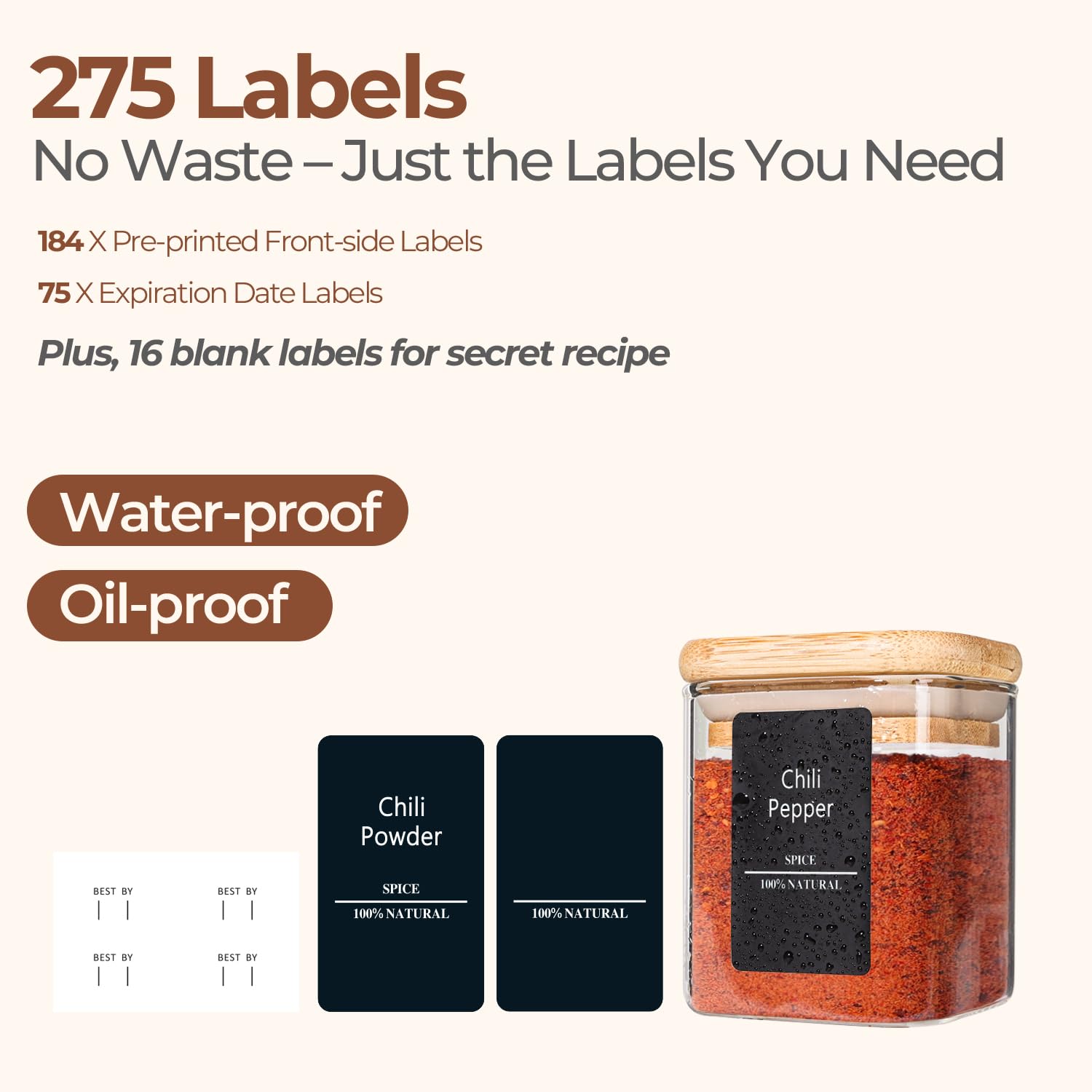 ComSaf 75 date labels to track freshness and rotation of spices