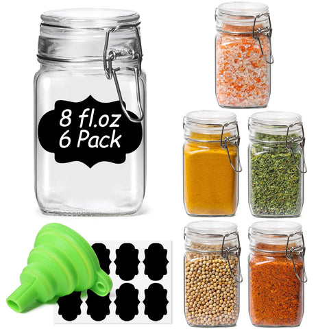 ComSaf 8 oz glass jar with airtight lid for jam storage.