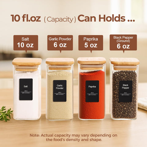 ComSaf airtight 10oz spice containers keep spices fresh and dust-free