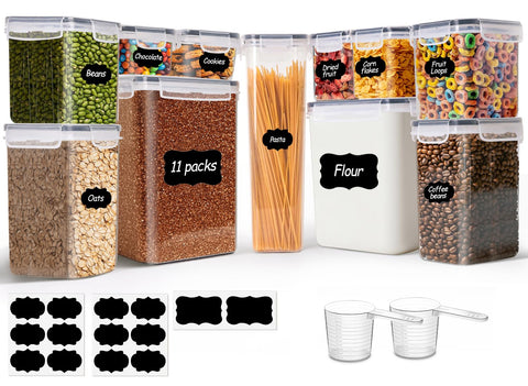 ComSaf airtight canisters set full pantry for organized storage and quick access.