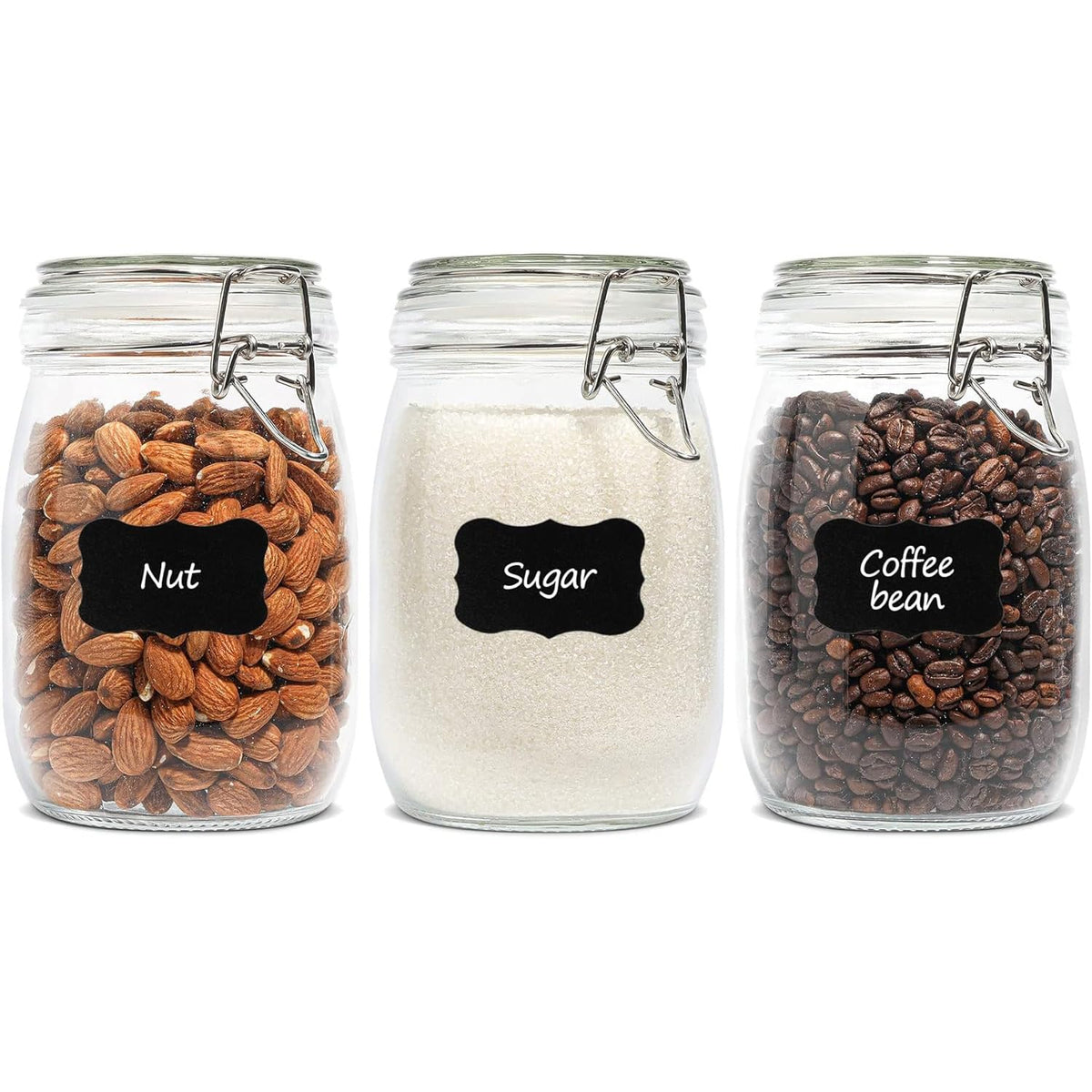ComSaf airtight glass canister 34oz for organized pantry storage.