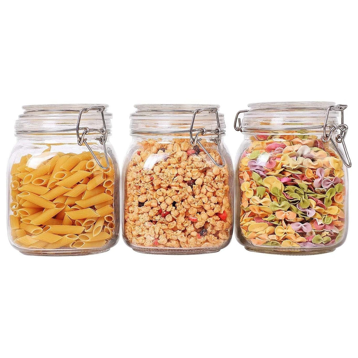 ComSaf airtight glass canister with wide mouth for easy filling