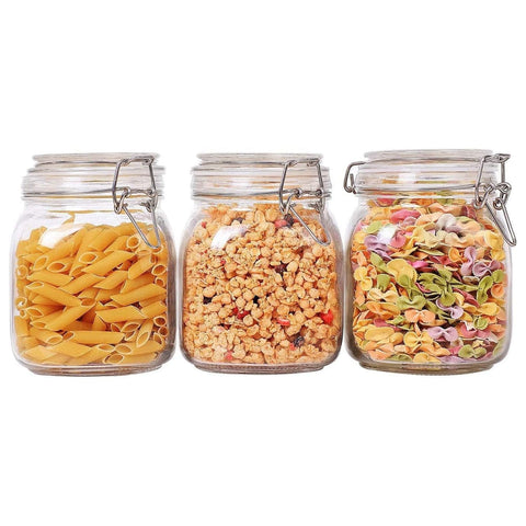 ComSaf airtight glass canister with wide mouth for easy filling