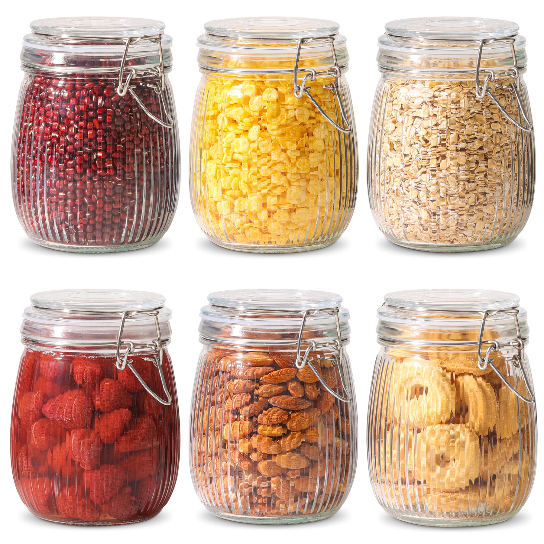 ComSaf airtight glass jar 25oz set, clear view to monitor contents at a glance.