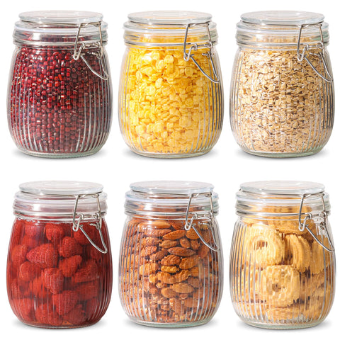 ComSaf airtight glass jar 25oz set, clear view to monitor contents at a glance.