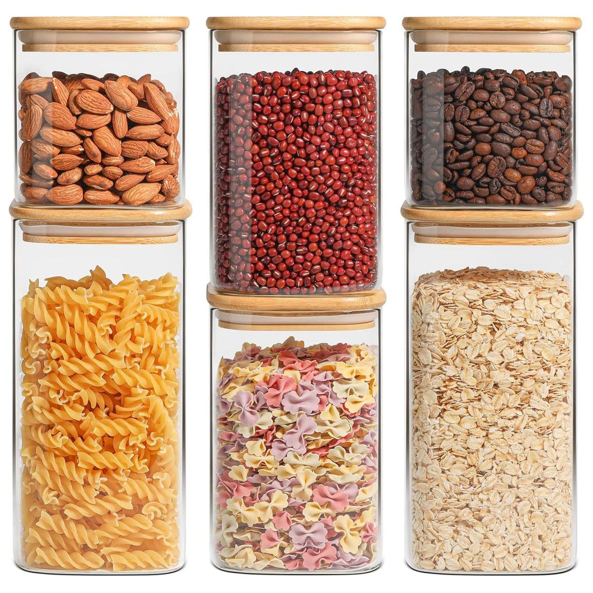 ComSaf airtight glass canister set shown for organized pantry storage