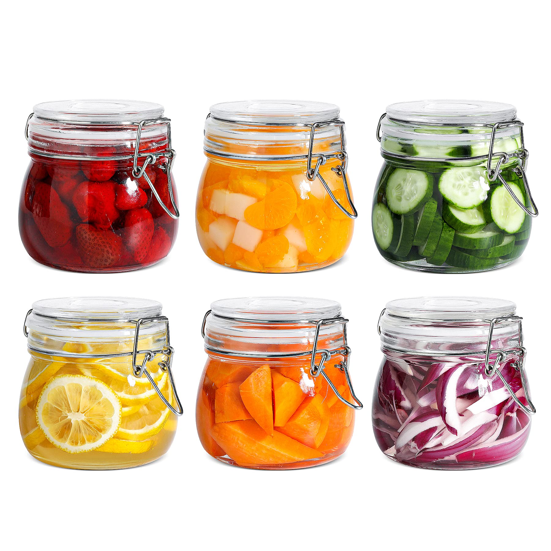 ComSaf 17oz airtight jar set with clip lids for secure pantry storage