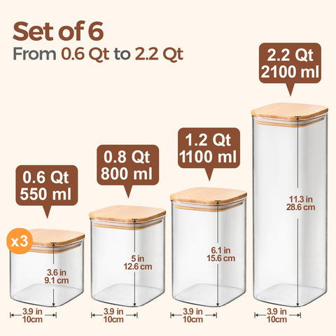 ComSaf airtight pantry jar front view helps monitor contents and prevents moisture.