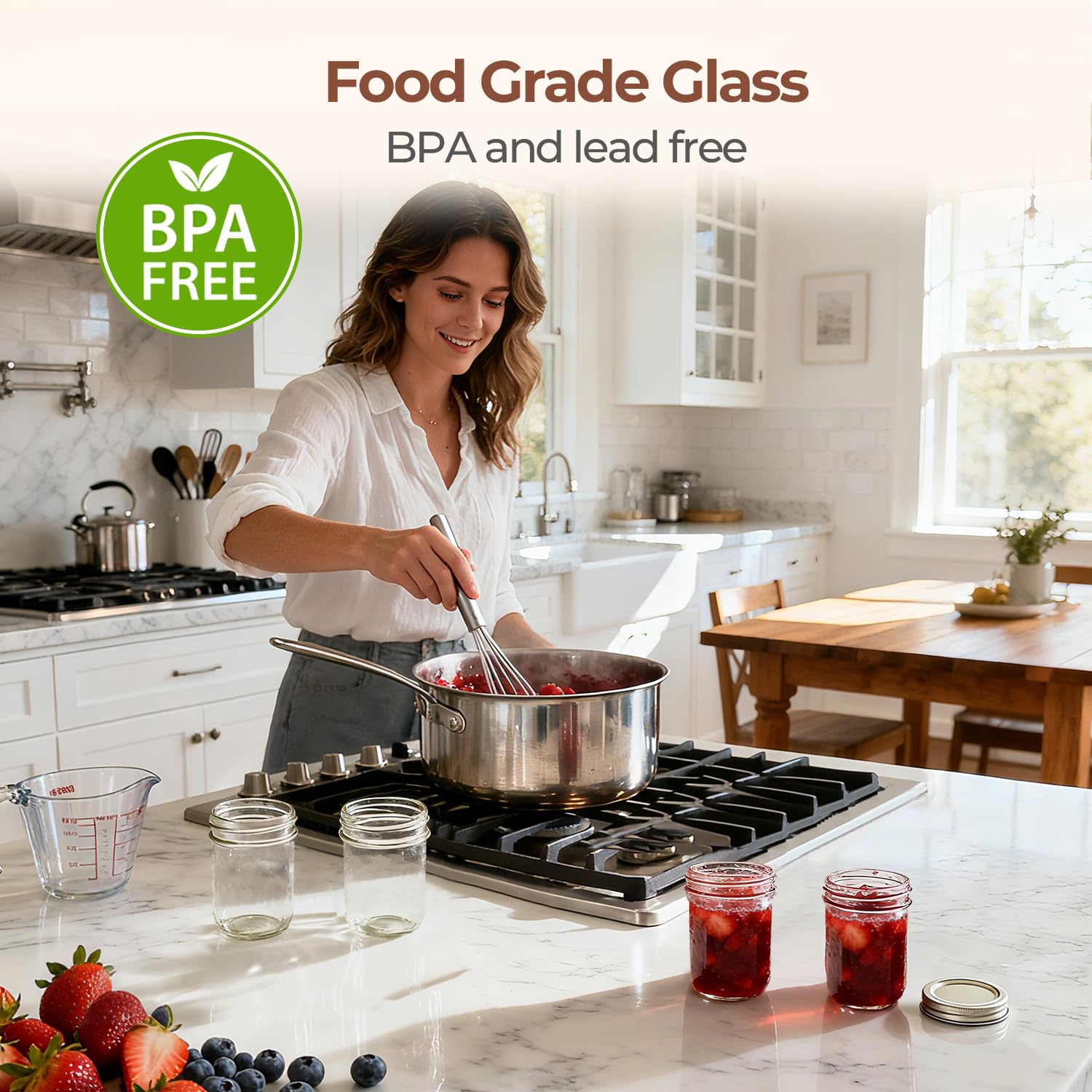 ComSaf airtight lids demonstrate secure sealing on jars.