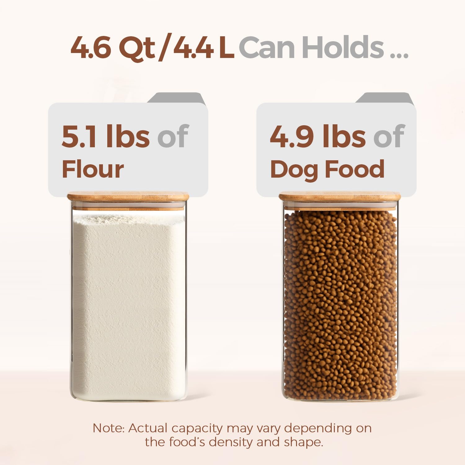 ComSaf large square jar with bamboo lid adds natural kitchen style.