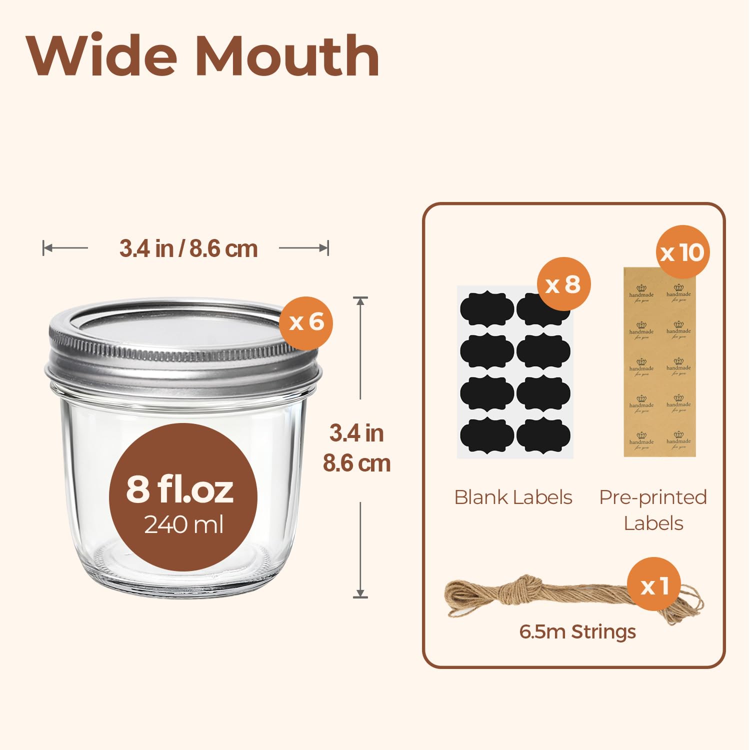 ComSaf BPA-free lids on 8oz jars for safe storage.