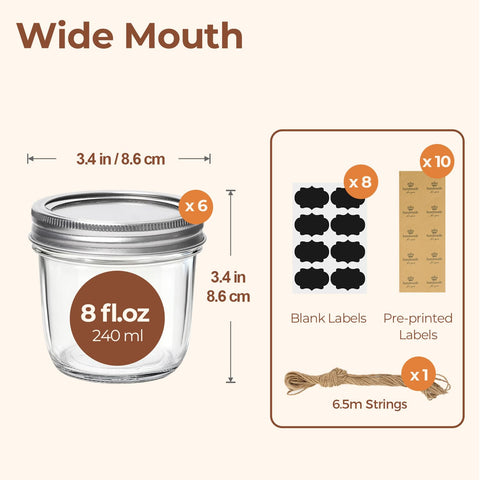 ComSaf BPA-free lids on 8oz jars for safe storage.