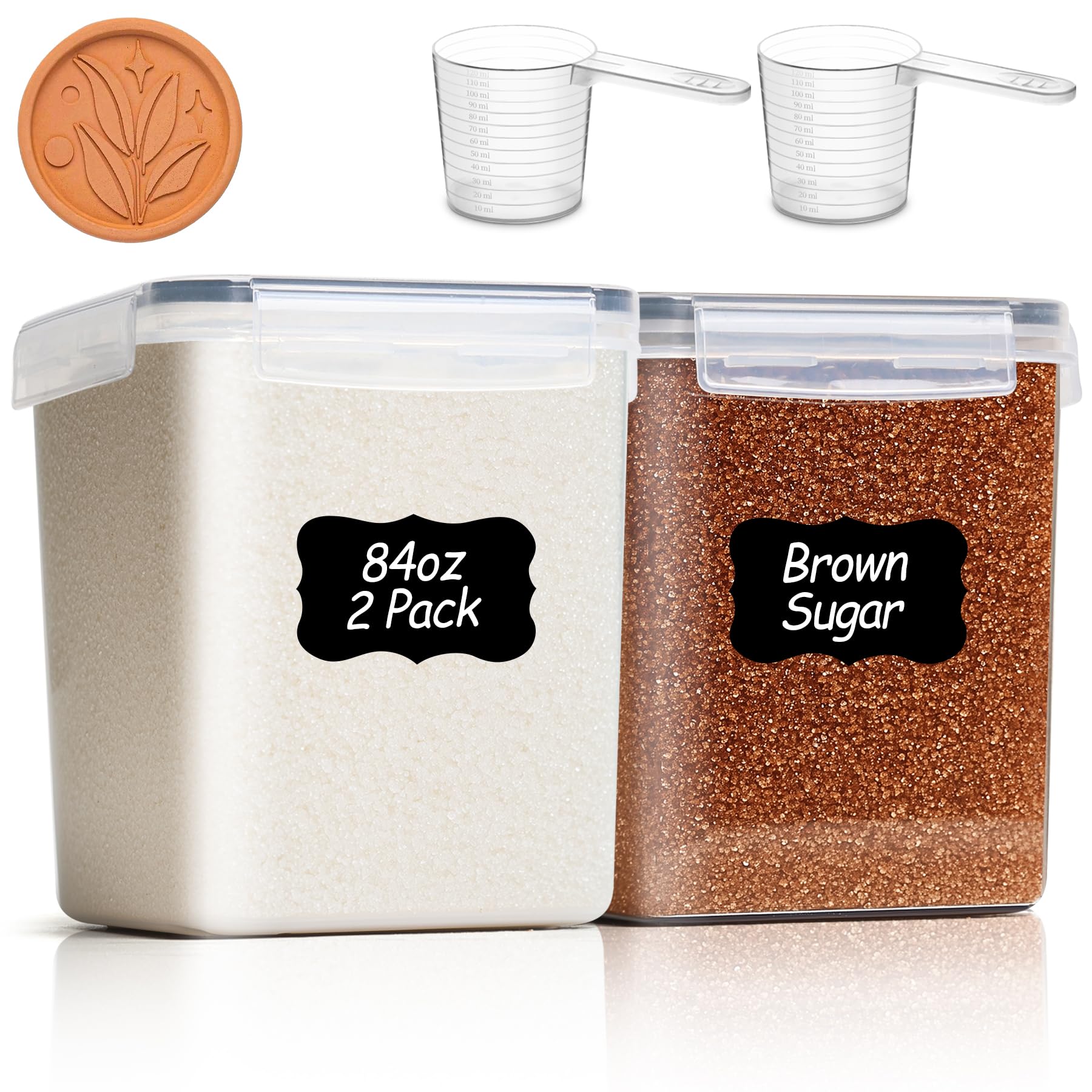 ComSaf brown sugar container set, 2-pack, 2.6qt capacity for baking