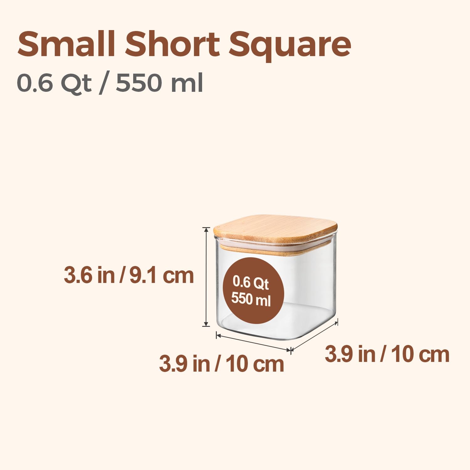 ComSaf clear glass jar showing transparent design for quick content checks and freshness.