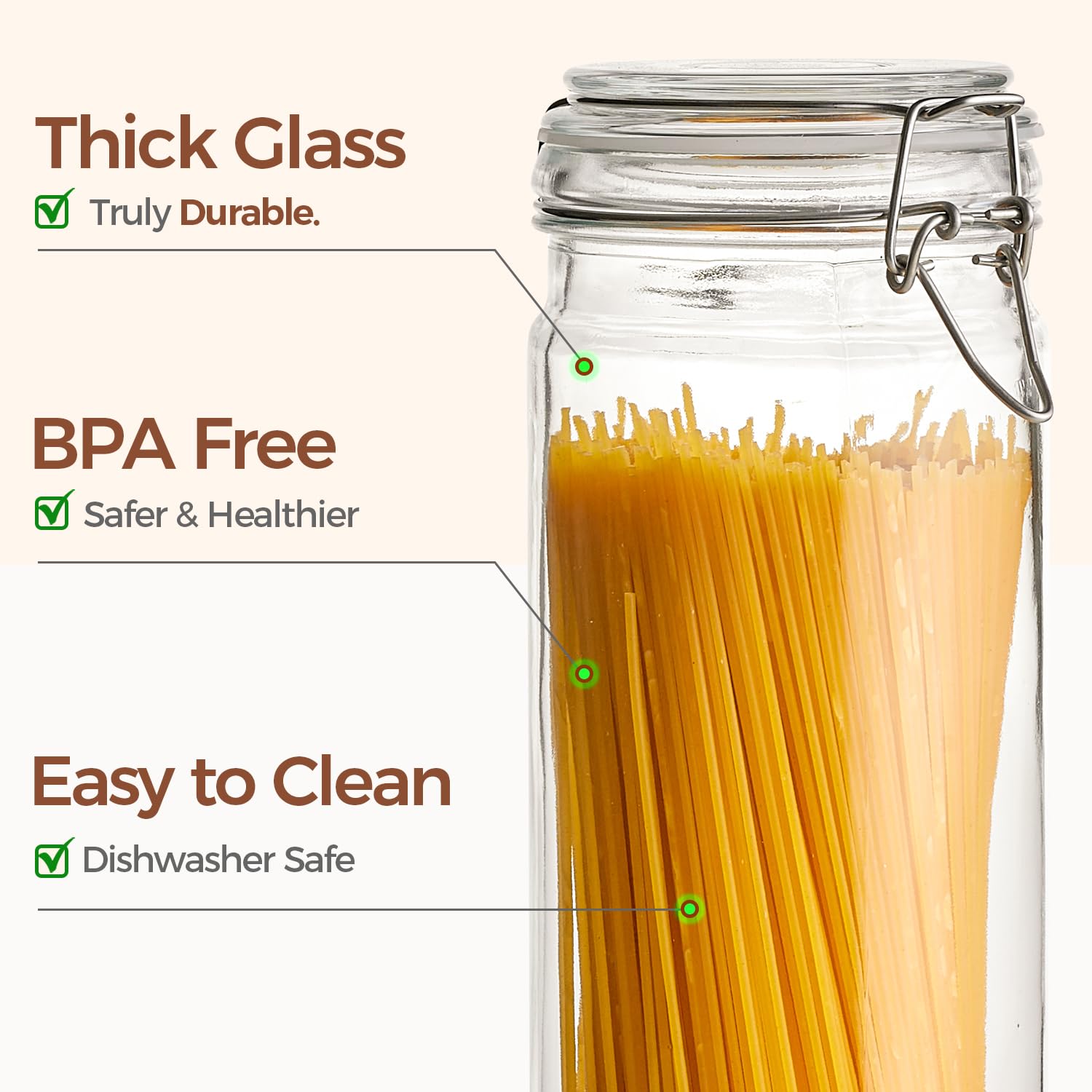 ComSaf clear glass design to monitor food levels at a glance