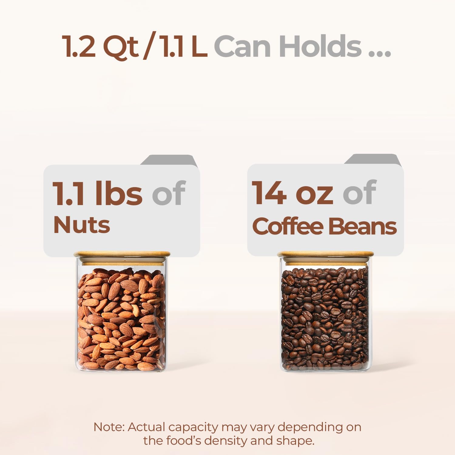 ComSaf clear kitchen glass jar helps monitor quantities at a glance.