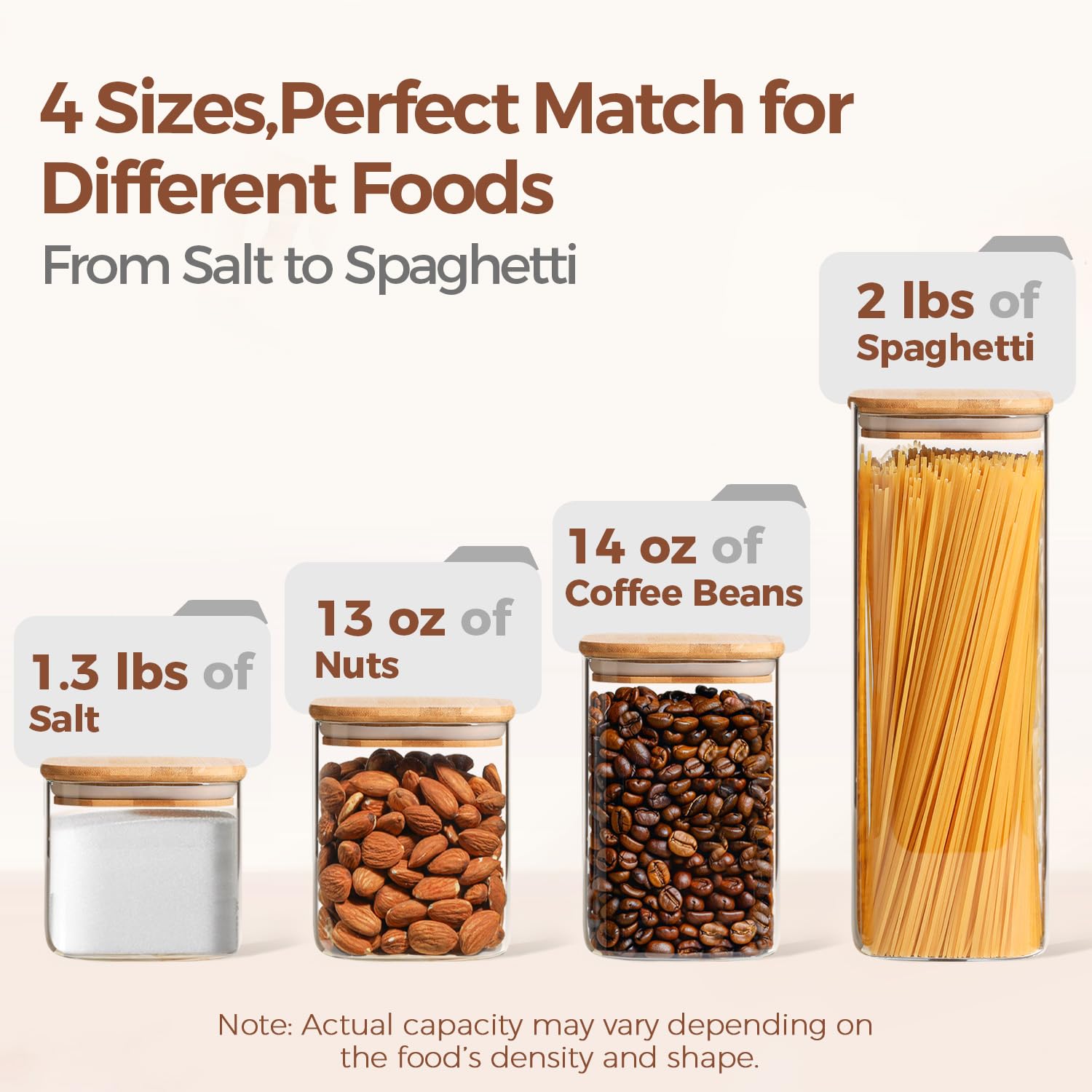 ComSaf clear kitchen jar shows contents at a glance, aiding portion tracking.