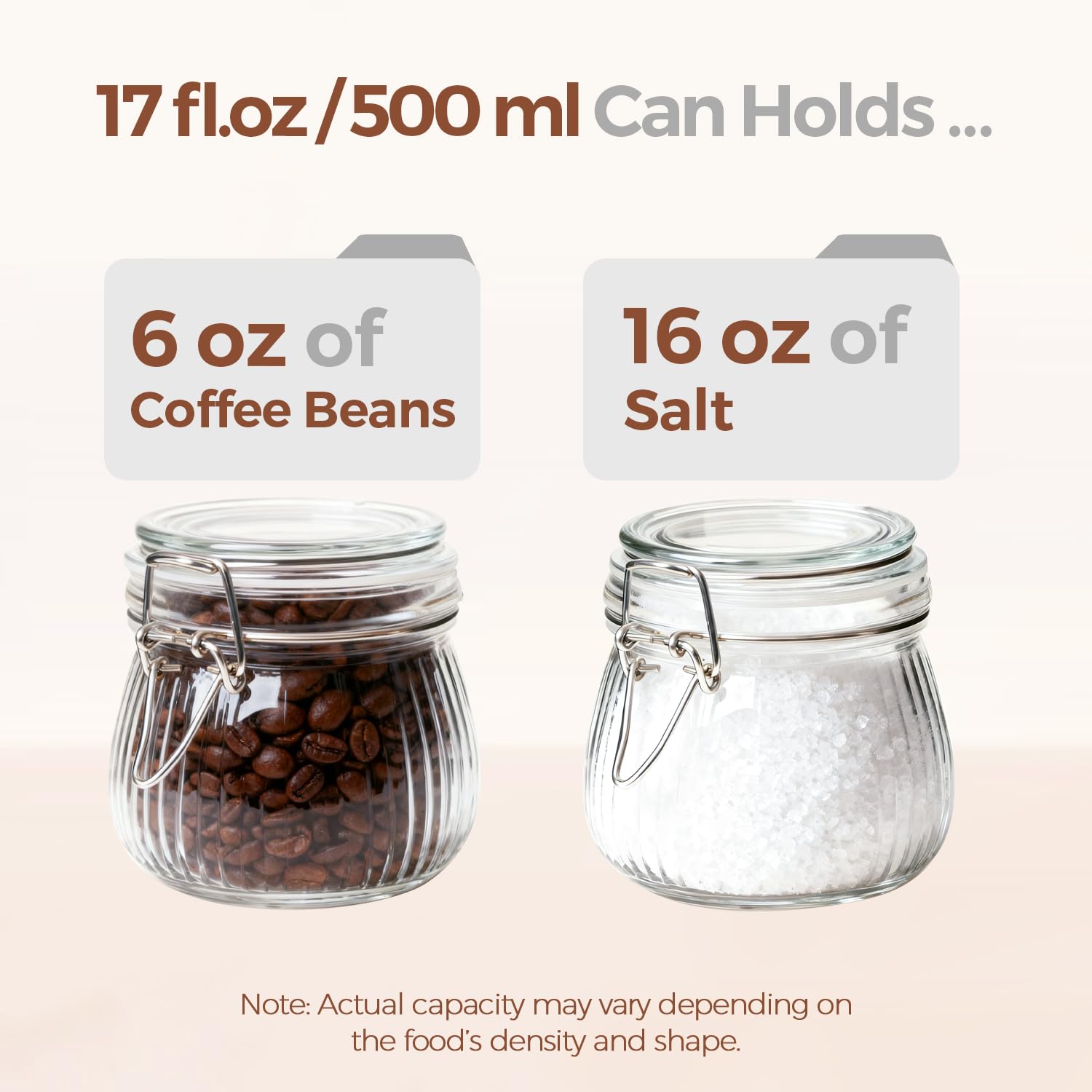 ComSaf transparent Mason jar ideal for organizing and monitoring levels at a glance.
