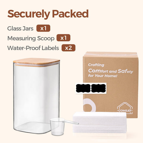 ComSaf coffee beans stay aromatic in glass storage jars.