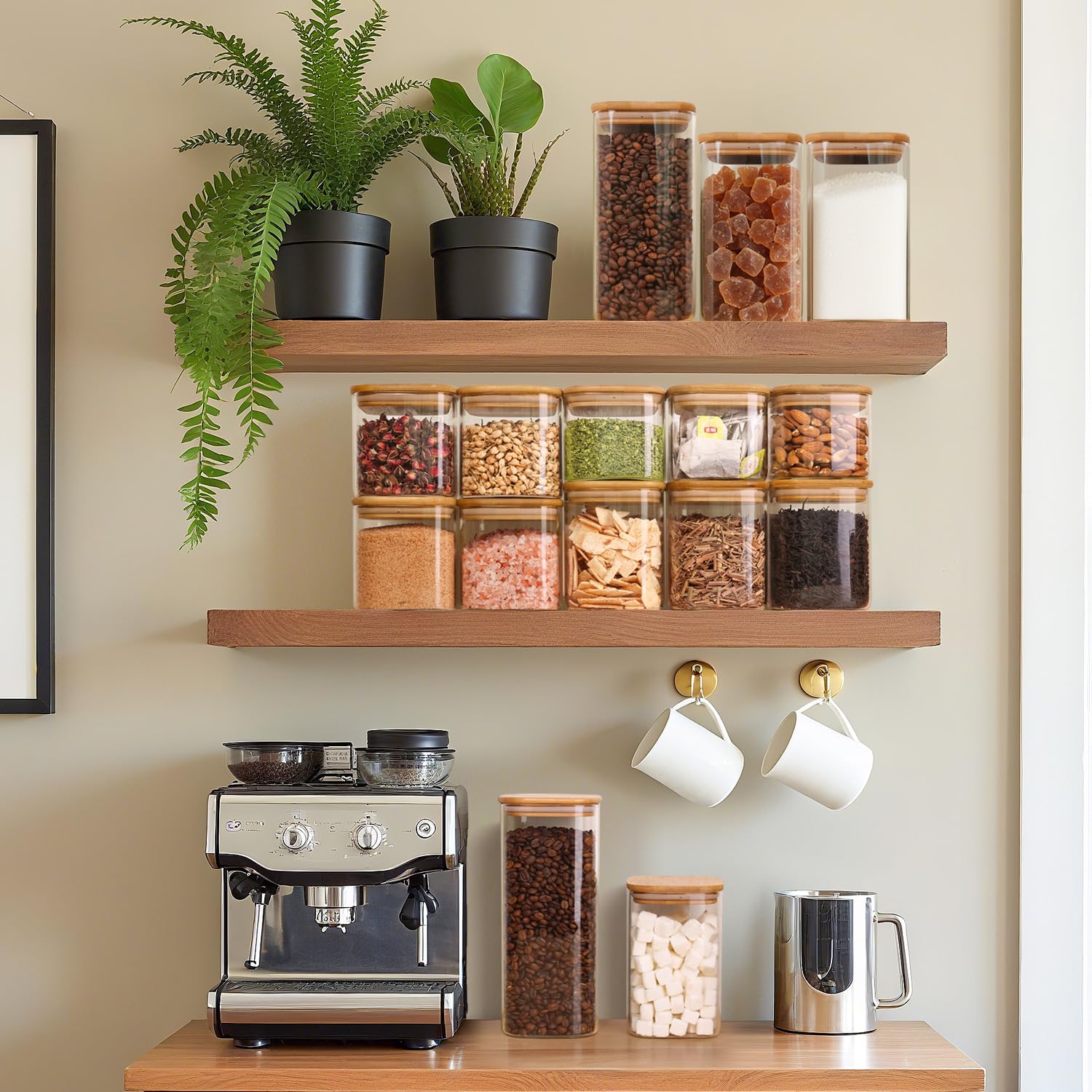 ComSaf coffee beans stay fresh in the 1.6 qt jar.