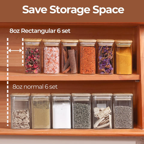 ComSaf compact 8oz jars fit neatly in spice racks and drawers.